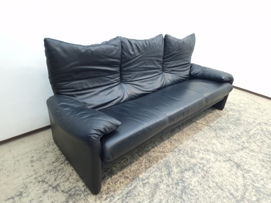 Image 1 of Cassina Maralunga three-seater designer sofa leather sofa couch Magistretti