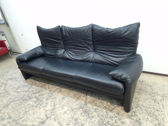 Image 1 of Cassina Maralunga three-seater designer sofa leather sofa couch Magistretti