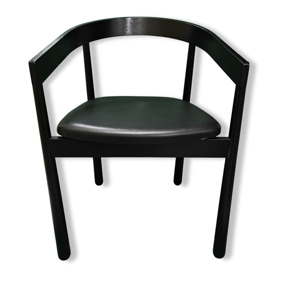 Image 1 of Homerun Dining Chair By Fest - Black - Natural With Vegan Leather Seat 