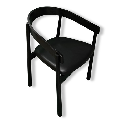 Homerun Dining Chair By Fest - Black - Natural With Vegan Leather Seat 