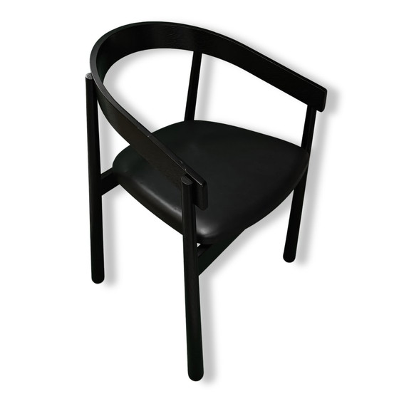 Image 1 of Homerun Dining Chair By Fest - Black - Natural With Vegan Leather Seat 