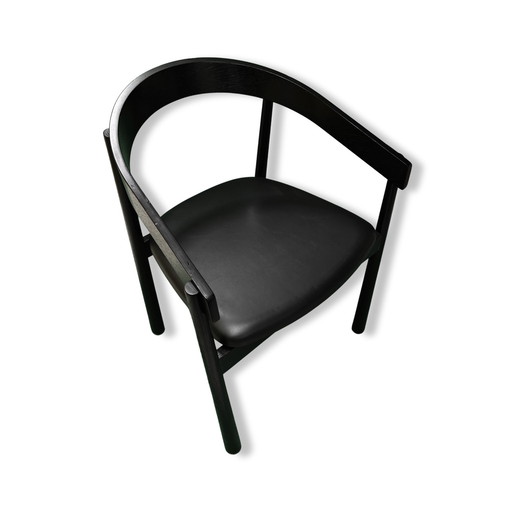 Homerun Dining Chair By Fest - Black - Natural With Vegan Leather Seat 