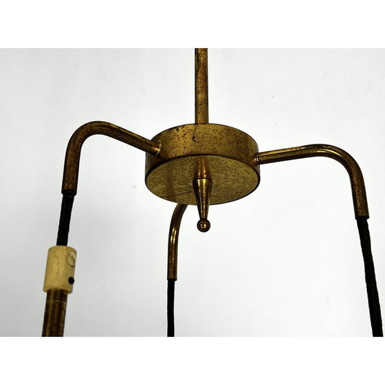 Image 1 of Vintage pendant lamp in brass and opaline glass for Stilnovo, Italy 1950
