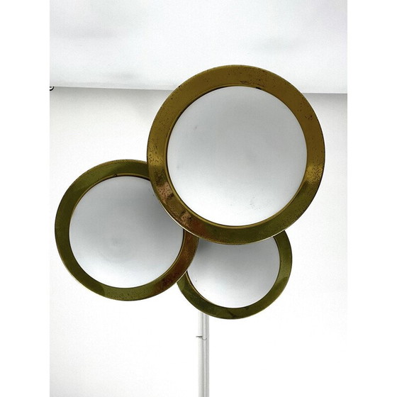 Image 1 of Vintage pendant lamp in brass and opaline glass for Stilnovo, Italy 1950