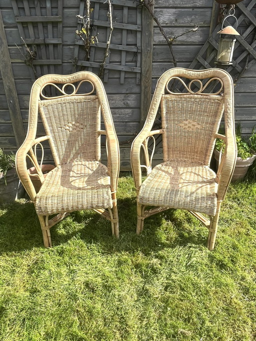 Duo Of Wicker Armchairs