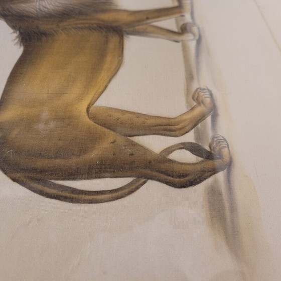 Image 1 of Vintage painting representing a lion by La Roche Laffitte