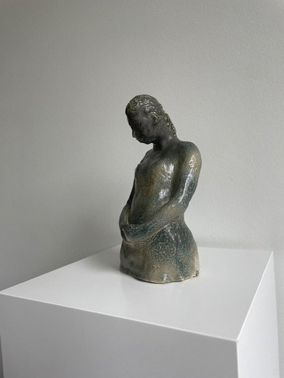 Image 1 of Statue Woman Figure Impressionistic Modelled, Glazed