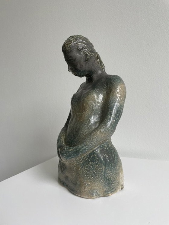 Image 1 of Statue Woman Figure Impressionistic Modelled, Glazed