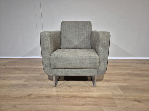 Montel Trial Armchair - Leather - Fabric - Design - Gray -Green