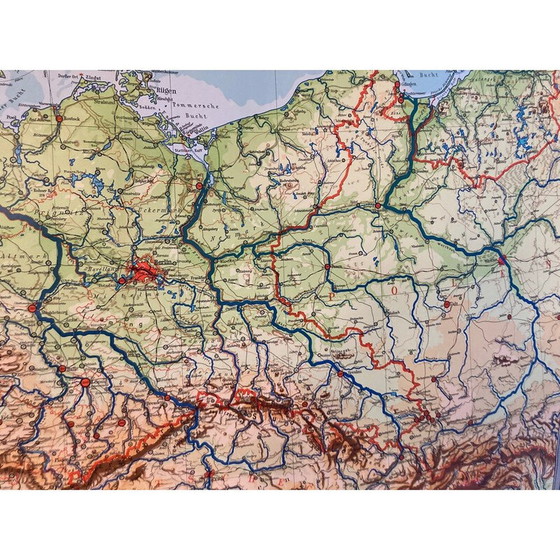 Image 1 of Vintage school map of Central Europe in paper on linen for Westermann Braunschweig, 1960