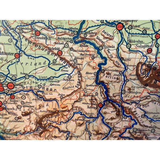 Image 1 of Vintage school map of Central Europe in paper on linen for Westermann Braunschweig, 1960