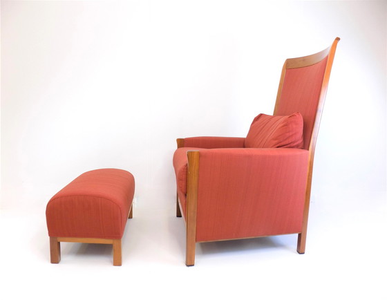 Image 1 of Giorgetti New Gallery Art Deco Armchair With Ottoman By Umberto Asnago