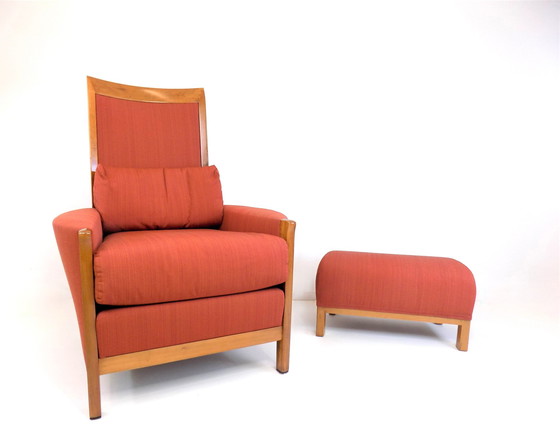 Image 1 of Giorgetti New Gallery Art Deco Armchair With Ottoman By Umberto Asnago