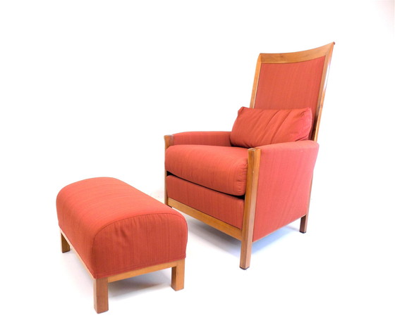 Image 1 of Giorgetti New Gallery Art Deco Armchair With Ottoman By Umberto Asnago