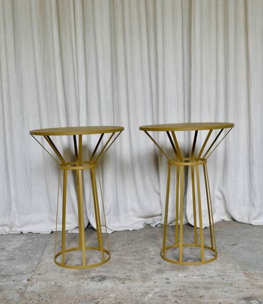 2x Metal side tables