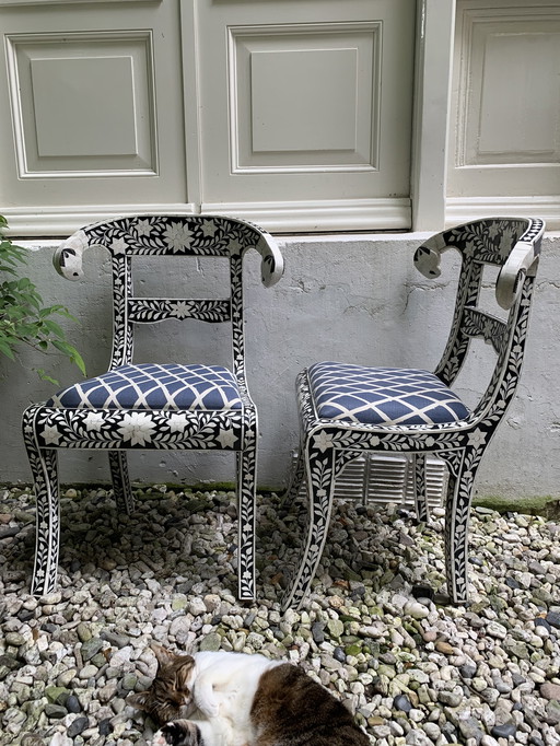 2x Bone Inlay chairs