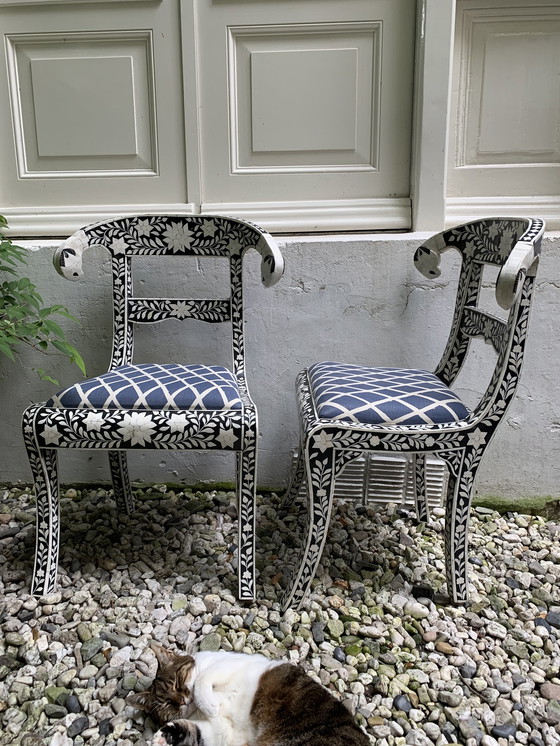 Image 1 of 2x Bone Inlay chairs