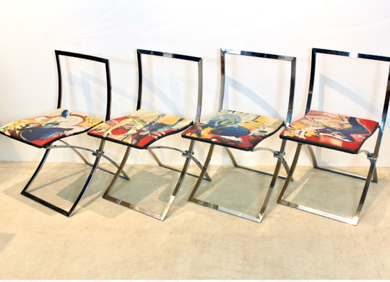 Image 1 of One off Hand painted set of four ‘Luisa’ Dining Chairs by Marcello Cuneo