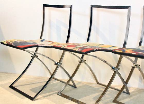 Image 1 of One off Hand painted set of four ‘Luisa’ Dining Chairs by Marcello Cuneo