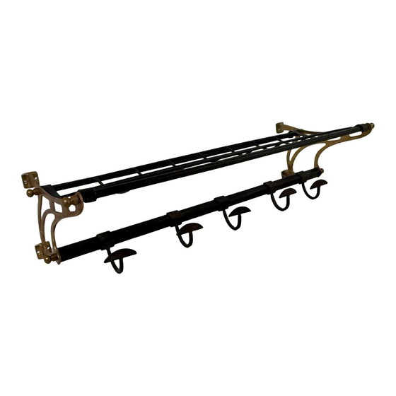 Image 1 of Art Deco - Wall Mounted Coatrack - Brass With Porcelain Detailing