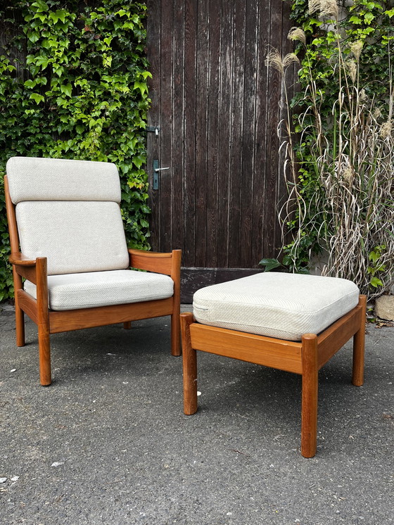 Image 1 of dyrlund teak armchair with footstool