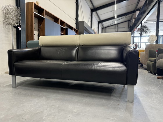 Image 1 of Leolux Patachou 2.5 Seater Sofa Black/Ivory Leather