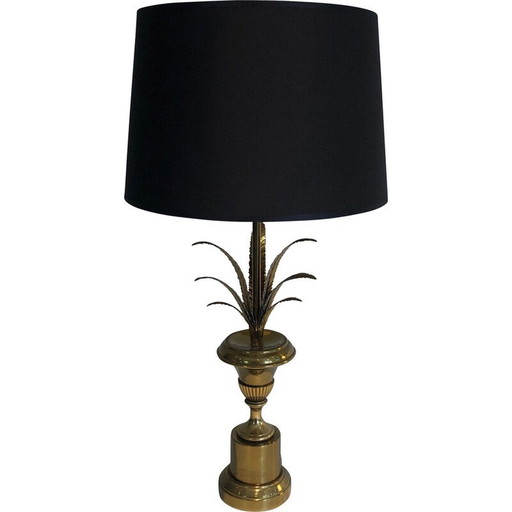 Lampada da tavolo vintage in ottone a forma di palma, Francia 1970