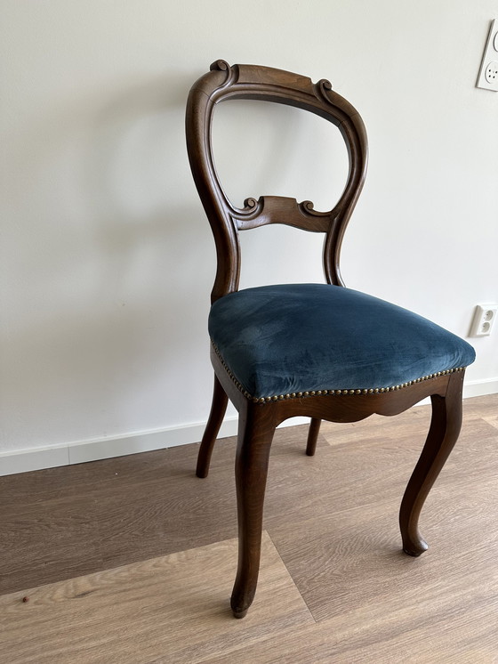 Image 1 of 4x antique chair newly upholstered