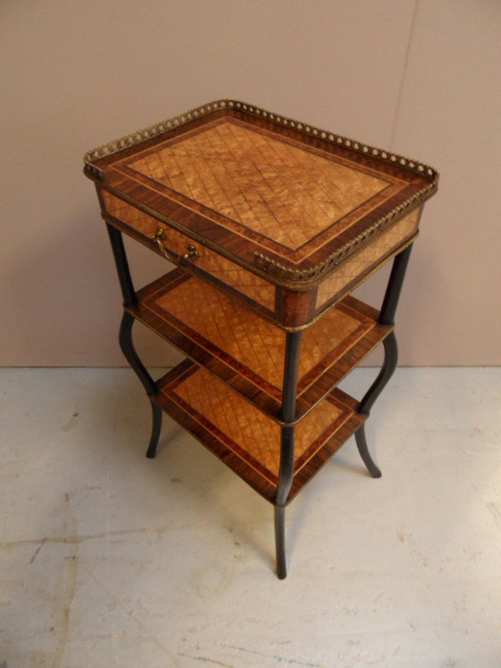 Image 1 of Antique French side table with inlay