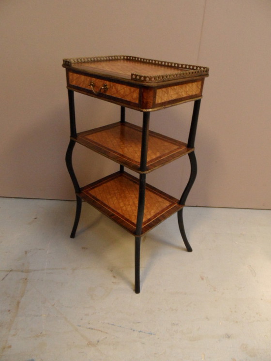 Image 1 of Antique French side table with inlay