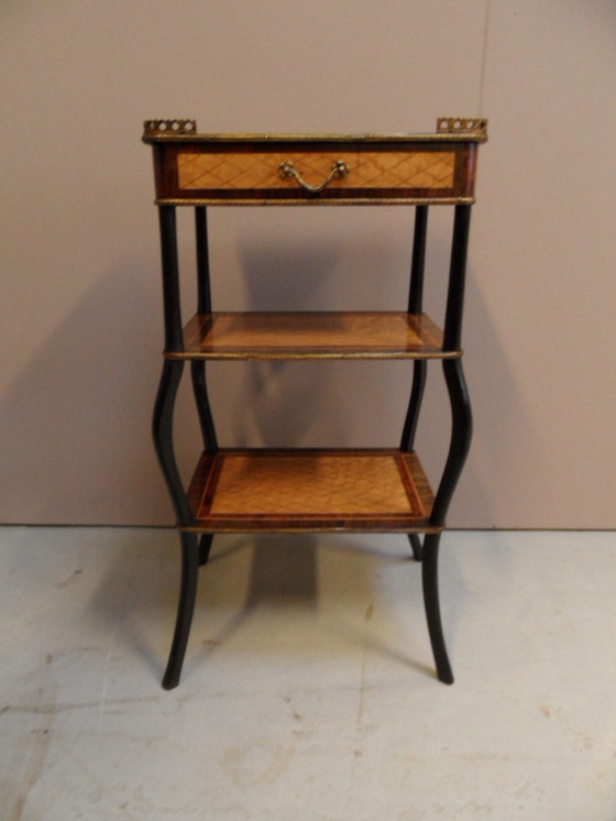 Image 1 of Antique French side table with inlay