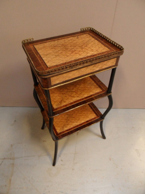 Image 1 of Antique French side table with inlay