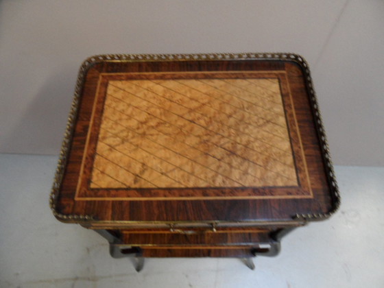 Image 1 of Antique French side table with inlay