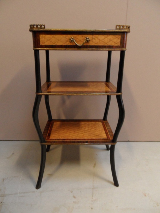 Image 1 of Antique French side table with inlay