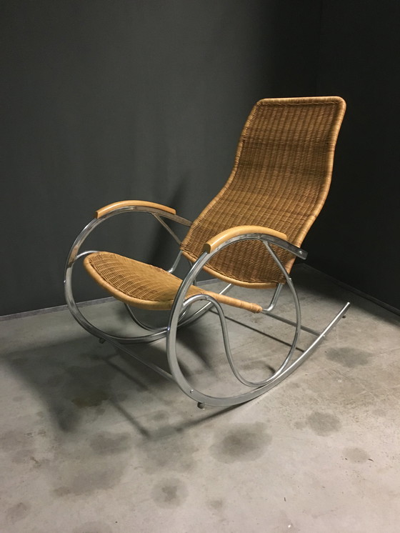 Image 1 of VIntage italian rattan rocking chair