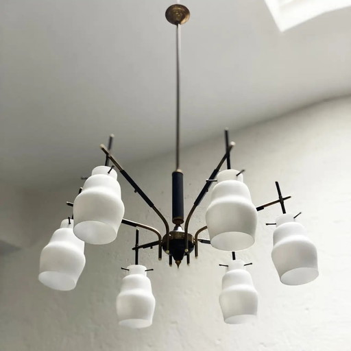 Vintage Italiaanse hangkroonluchter – hanglampen, Glass, Italian Design (photo 2 of 5)