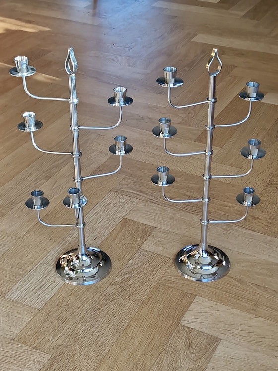 Image 1 of Set of 2 Scandinavian design candlesticks