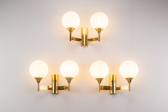 Image 1 of Set of 3 Kaiser Double Opaline Wall Lights