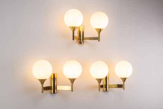 Image 1 of Set of 3 Kaiser Double Opaline Wall Lights