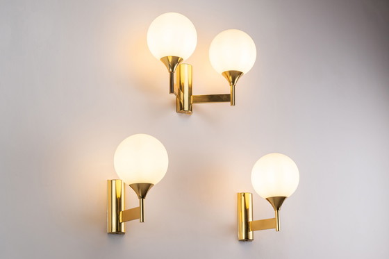 Image 1 of Set of 3 Kaiser Double Opaline Wall Lights