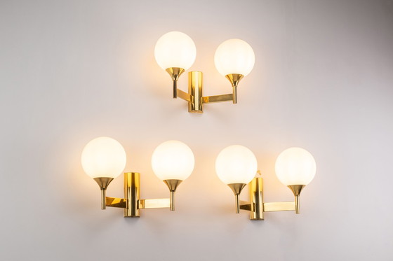 Image 1 of Set of 3 Kaiser Double Opaline Wall Lights