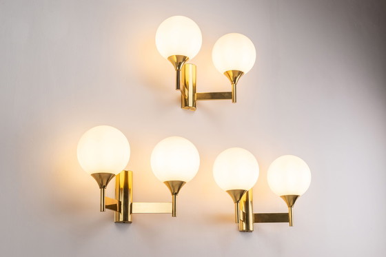 Image 1 of Set of 3 Kaiser Double Opaline Wall Lights