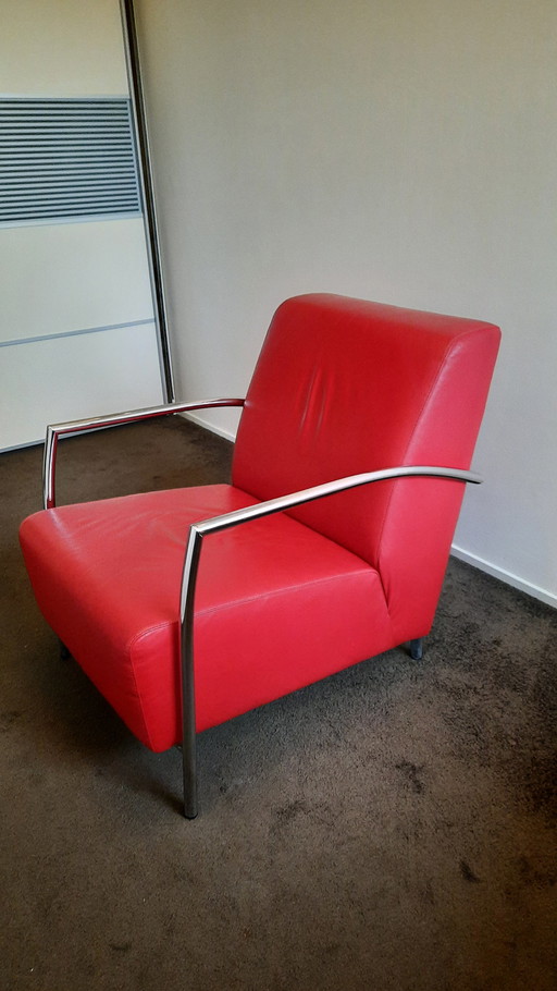 2 poltrone in pelle rossa