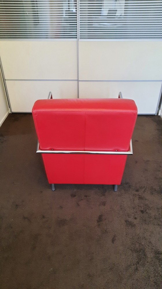 Image 1 of 2 fauteuils en cuir rouge