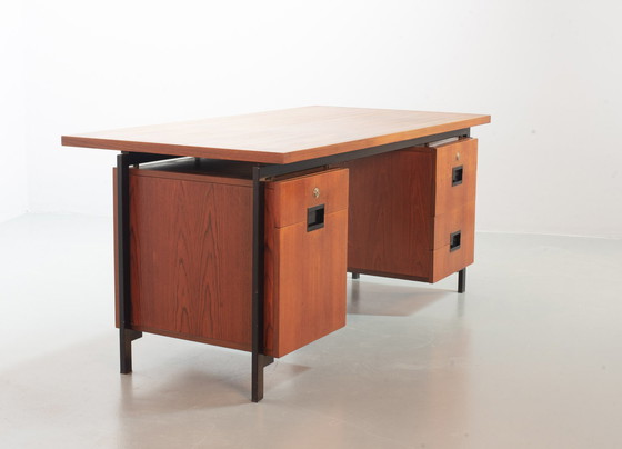 Image 1 of Cees Braakman for Pastoe Writing Desk EU02, Japanese Series in Teak and Black Steel. Netherlands, 1950s. ref. OD010