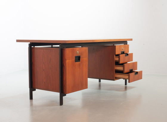 Image 1 of Cees Braakman for Pastoe Writing Desk EU02, Japanese Series in Teak and Black Steel. Netherlands, 1950s. ref. OD010