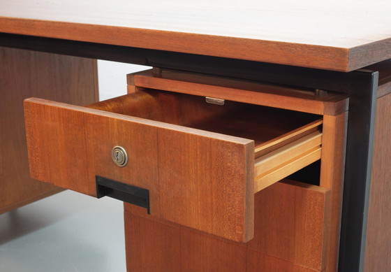 Image 1 of Cees Braakman for Pastoe Writing Desk EU02, Japanese Series in Teak and Black Steel. Netherlands, 1950s. ref. OD010