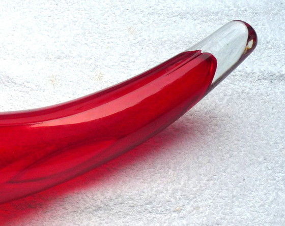 Image 1 of Red glass "horn of plenty"