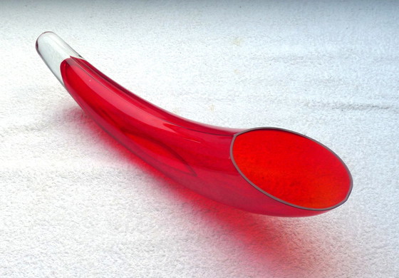 Image 1 of Red glass "horn of plenty"