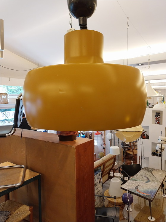 Image 1 of Danish pendant lamp in mustard yellow by A. Schrøder -kemi 